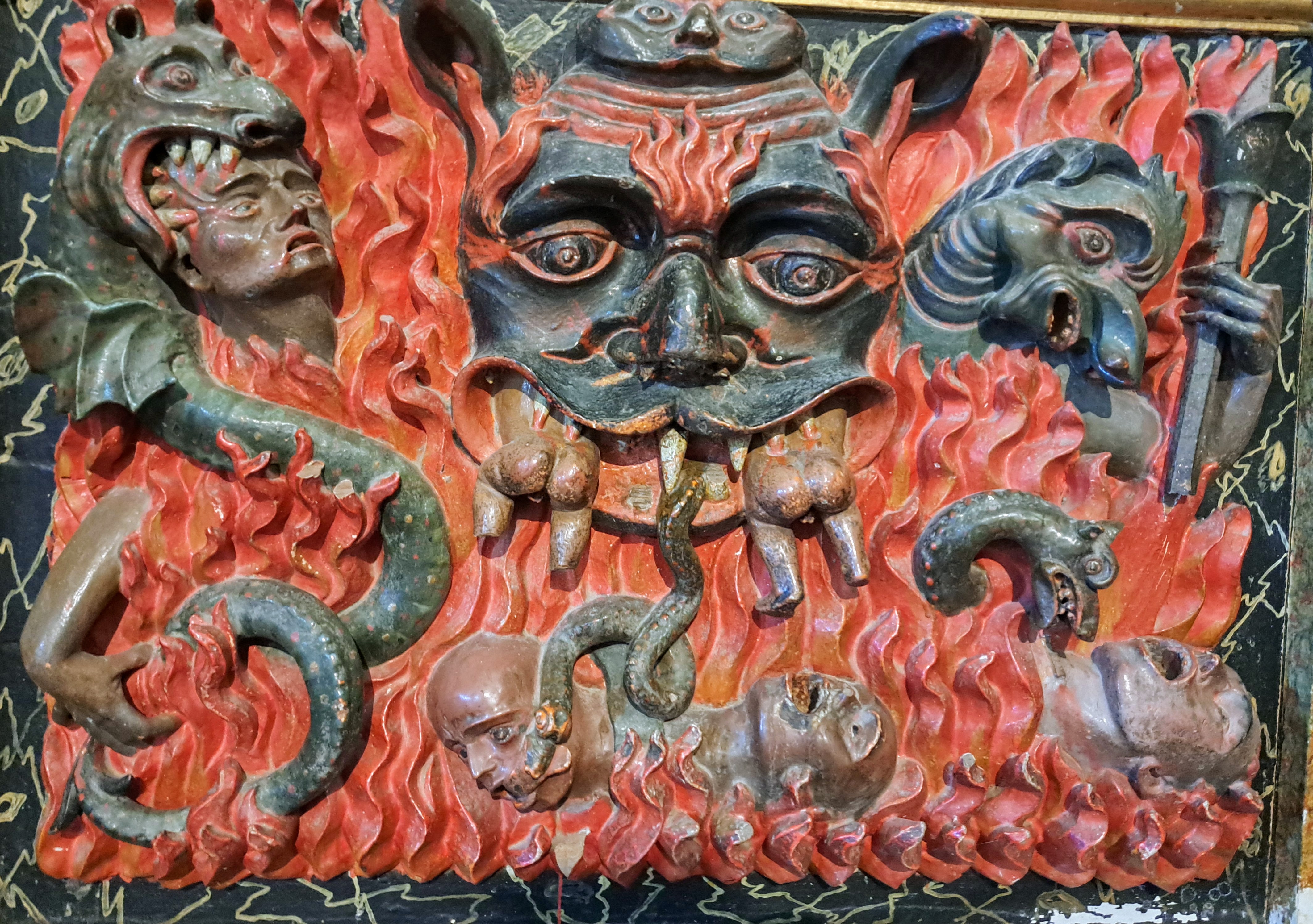 Ampliar: Retablo das ánimas, o Inferno, Igrexa parroquial de Beade, Ourense